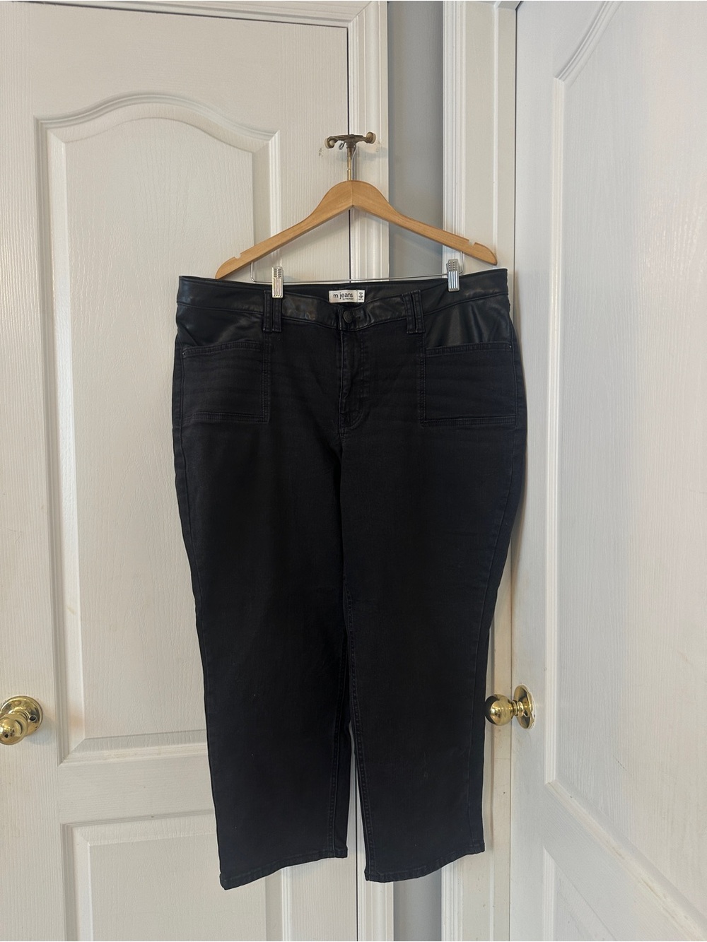 Maurices Jeans Plus Size 22w Slim Straight Ankle Jeans Faux Leather High Rise